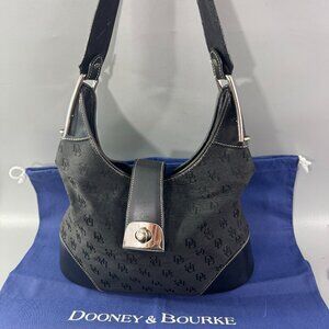 Vintage Dooney & Bourke Black Signature Shadow Hobo